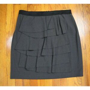WOMEN'S DARK GRAY RUFFLE PENCIL SKIRT - LARRY LEVINE - SIZE 14